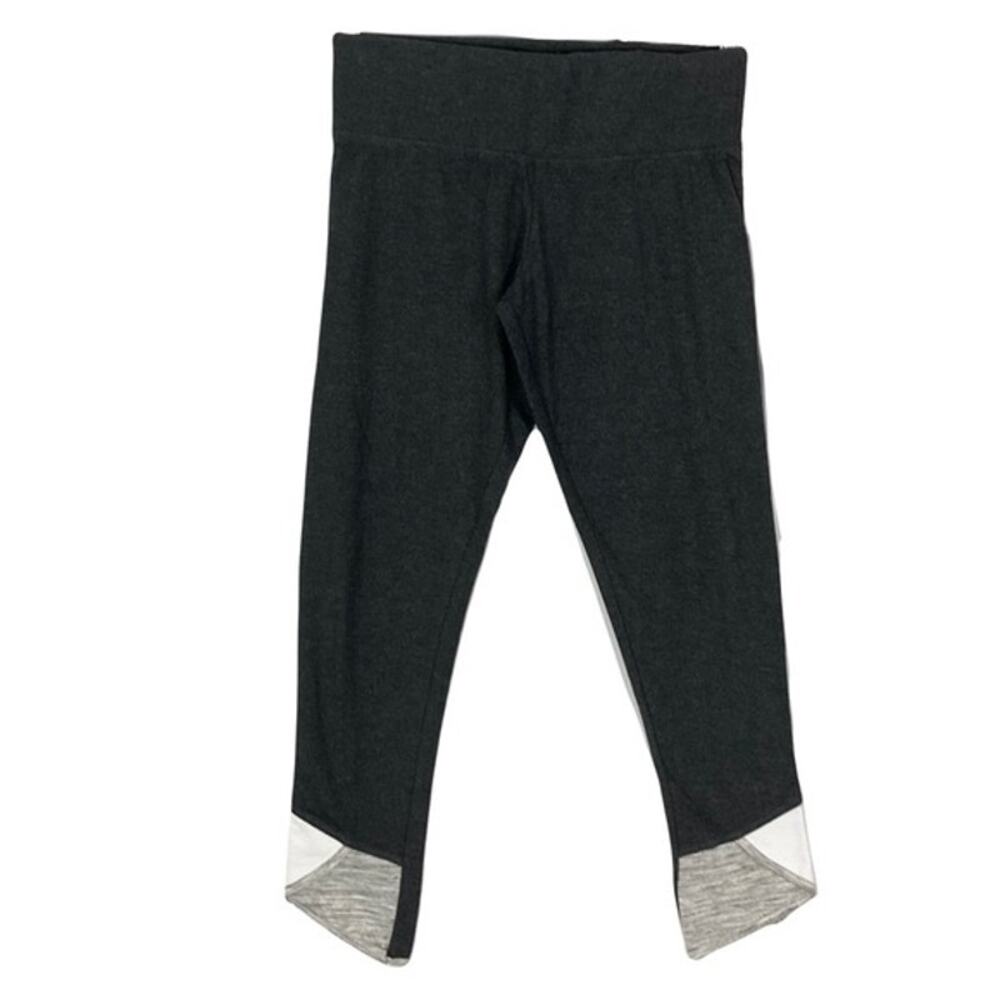 Nwt LIQUID ENERGY Leggings S Charcoal Grey White Crop Pocket-Waist-Inside NEW